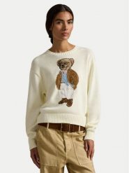 Polo Ralph Lauren Sweter 211A96248001 Écru Relaxed Fit. Swetry damskie Polo Ralph Lauren, xxl, bez wzorów, z bawełny, bez kołnierzyka, bez ramiączek, bez kaptura. Za 2,698.99 zł.