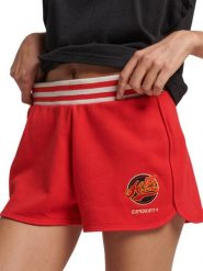Spodenki turystyczne damskie Superdry Vintage Colegiate. Czerwone szorty sportowe damskie Superdry., l, z aplikacjami, z bawełny, sportowe, z podwyższonym stanem. Za 141.55 zł.