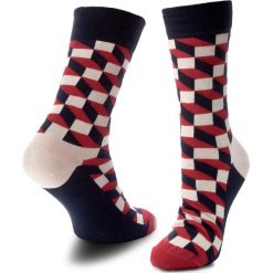 Skarpety Wysokie Unisex HAPPY SOCKS - FO01-068 Czerwony Kolorowy. Czerwone skarpety męskie marki Happy Socks, w kolorowe wzory, z bawełny. Za 34.90 zł.