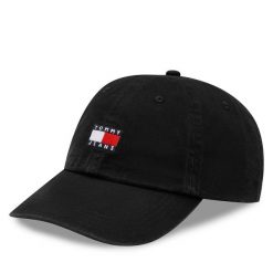 Czapka z daszkiem Tommy Jeans. Czarne czapki i kapelusze męskie Tommy Jeans, bez wzorów, z jeansu. Za 99.99 zł.