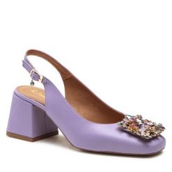 Sandały R.Polański. Fioletowe klapki damskie R.Polański, bez wzorów, bez obcasa, na słupku, bez zapięcia. Za 349.99 zł.