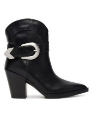 KARL LAGERFELD Botki KL37255 Czarny. Czarne botki damskie KARL LAGERFELD, ze skóry, bez obcasa, na słupku, bez zapięcia. Za 1,209.00 zł.