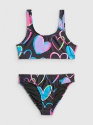 4F Kostium kąpielowy dwuczęściowy dziewczęcy - multikolor 158/164 (12-14 lat). Brązowe stroje kąpielowe dla dziewczynek 4f, bez wzorów, z materiału. Za 89.99 zł.