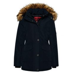 Damska parka z kapturem i syntetycznym futrem Superdry Everest. Niebieskie parki damskie Superdry., bez wzorów, z syntetyku, z kapturem. Za 764.15 zł.