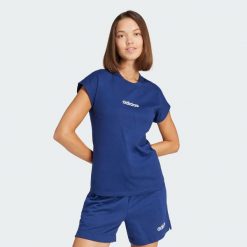 Koszulka Essentials Linear Cotton. Białe koszulki sportowe damskie Adidas, l, bez wzorów, z bawełny, bez kołnierzyka, bez ramiączek, na fitness i siłownię. Za 89.95 zł.