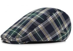 Męski Wiosenno-Letni Kaszkiet - Pako Jeans - Krata w Odcieniach Zieleni i Granatu. Zielone czapki i kapelusze męskie Pako Jeans, na lato, bez wzorów, z bawełny. Za 49.00 zł.