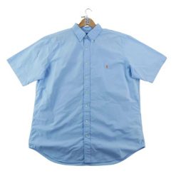 Second life - Klasyczna koszula męska gładka Oxford niebieska - Jak nowy. Niebieskie koszule męskie Ralph Lauren, m, bez wzorów, z jeansu, eleganckie, bez kołnierzyka, bez ramiączek. Za 207.36 zł.