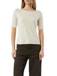 Comma Koszulka Kobiety wiskoza beżowy|biały, 44. Białe t-shirty damskie comma, bez wzorów, z dzianiny, bez kołnierzyka. Za 199.95 zł.