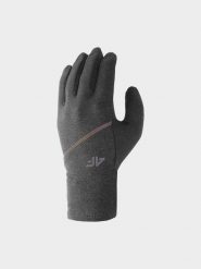 4F Rękawiczki dzianinowe Touch Screen uniseks - szare S. Szare rękawiczki damskie 4f, na jesień, bez wzorów, z dzianiny. W wyprzedaży za 29.99 zł.