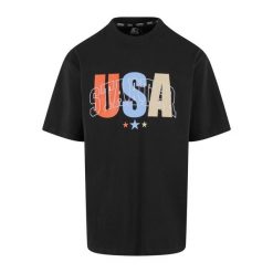 Oversized T-shirt Starter USA. Czarne t-shirty męskie Starter, m, bez wzorów, bez kołnierzyka. Za 135.50 zł.