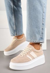 Ciemnobeżowe Sneakersy Typu Kultowe Tenisówki na Platformie Redoreve. Brązowe trampki i tenisówki damskie Renee, bez wzorów, z jeansu, klasyczne, bez zapięcia. Za 74.99 zł.