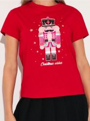 Koszulka z motywem świątecznym - czerwony. Czerwone t-shirty damskie Sinsay, l, bez wzorów, wizytowe, bez kołnierzyka. Za 25.99 zł.
