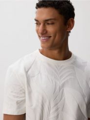 T-shirt regular z roślinnym motywem - złamana biel. T-shirty męskie Reserved, l, bez wzorów, z bawełny, bez kołnierzyka. W wyprzedaży za 55.99 zł.