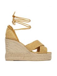 Castañer Espadryle Becca/8ED/298 Beżowy. Brązowe sandały damskie Castañer, bez wzorów, z materiału, bez obcasa, bez zapięcia. Za 899.99 zł.