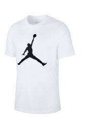Koszulka sportowa męska Nike Air Jordan Jumpman SS. Białe koszulki sportowe męskie Jordan, m, bez wzorów, z bawełny, bez kołnierzyka, bez ramiączek. Za 315.00 zł.