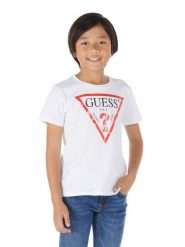 Guess T-Shirt L73I55 K8HM0 Biały Regular Fit. Białe t-shirty dla chłopców Guess, z aplikacjami, z bawełny, bez ramiączek. Za 39.99 zł.