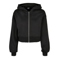 Krótka Bluza Damska Z Kapturem Zapinana Na Zamek Błyskawiczny. Czarne bluzy damskie Urban Classics, xl, bez wzorów, z kapturem. Za 204.99 zł.