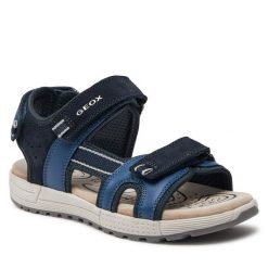 Sandały Geox. Niebieskie sandały chłopięce Geox, bez zapięcia. Za 309.99 zł.