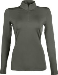 Damska koszulka jeździecka z długim rękawem HKM Basic. Szare t-shirty damskie HKM, l, bez wzorów, z materiału, eleganckie, bez kołnierzyka. Za 214.50 zł.