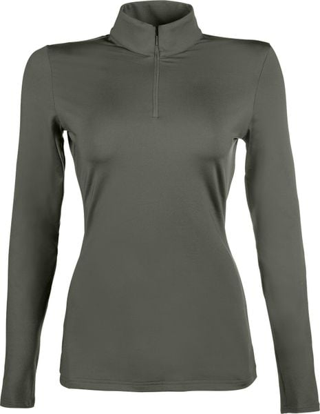 Damska koszulka jeździecka z długim rękawem HKM Basic. Szare t-shirty damskie HKM, l, bez wzorów, z materiału, eleganckie, bez kołnierzyka. Za 220.00 zł.