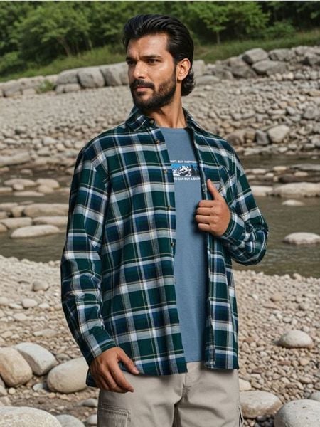 Koszula z długim rękawem - zielony. Zielone koszule męskie Sinsay, l, bez wzorów, bez kołnierzyka, bez ramiączek. Za 59.99 zł.