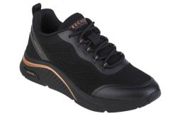 Buty sportowe Sneakersy damskie, Skechers Arch Fit S-Miles - Sonrisas. Czarne obuwie sportowe damskie Skechers, bez wzorów, z materiału, trekkingowe. Za 389.99 zł.