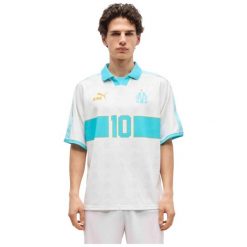 Koszulka piłkarska Puma Olympique de Marseille King 2026 męska. Białe koszulki sportowe męskie Puma, l, bez wzorów, z materiału, bez kołnierzyka, bez ramiączek, do piłki nożnej. Za 214.80 zł.