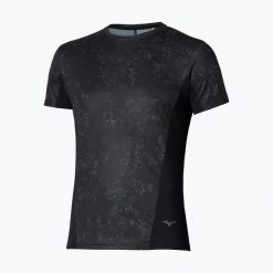 Koszulka do biegania męska Mizuno Active DryAeroFlow Graphic. Czarne koszulki sportowe męskie Mizuno, m, bez wzorów, z poliesteru, bez kołnierzyka, bez ramiączek, do biegania. Za 229.99 zł.
