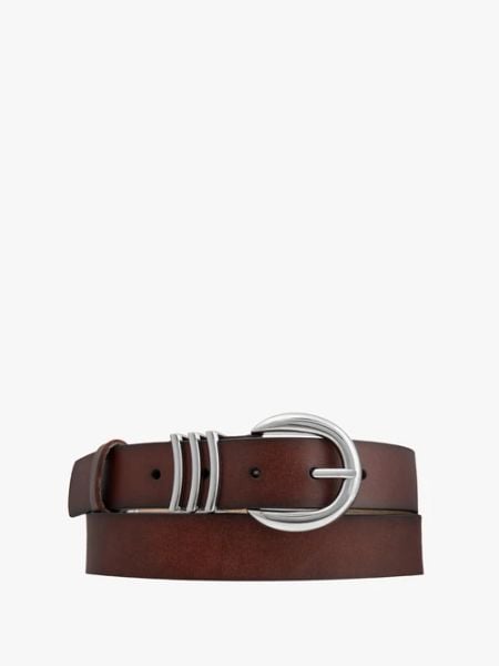 Brązowy pasek ze skóry licowej. Brązowe paski damskie Ryłko, bez wzorów, ze skóry, eleganckie. Za 129.99 zł.