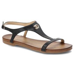 Czarne Sandały S.Barski Wygodne Płaskie Obuwie. Czarne klapki damskie S.BARSKI, z aplikacjami, ze skóry ekologicznej, bez obcasa, na płaskiej podeszwie, bez zapięcia. Za 89.00 zł.
