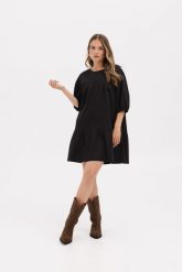 SUKIENKA MIKKA CZARNA S - Flawless. Czarne sukienki dla dziewczynek Flawless, bez wzorów, z bawełny, eleganckie, bez ramiączek. Za 245.00 zł.