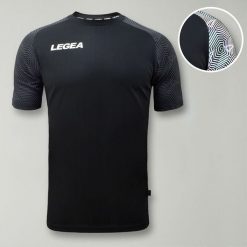 Męska Koszulka Treningowa Oddychająca 100% Poliester Czarny-Czarny. Czarne koszulki sportowe męskie Legea, m, bez wzorów, z materiału, bez kołnierzyka, bez ramiączek, do biegania. Za 148.00 zł.