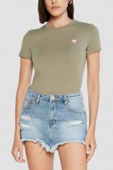 GUESS Zielony damski t-shirt Mini, Rozmiar S. Zielone t-shirty damskie Guess, s, z aplikacjami, bez kołnierzyka. W wyprzedaży za 94.99 zł.