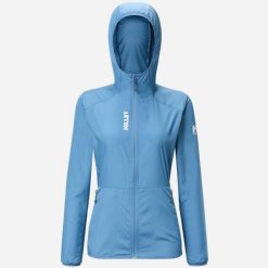 Kurtka softshell damska MILLET Parmelan Windbreaker Hoodie W. Fioletowe kurtki damskie Millet, s, z aplikacjami, z materiału, z kapturem. Za 299.00 zł.