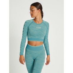 Damski crop top Hummel MT Saga. Niebieskie koszulki sportowe damskie Hummel, bez wzorów, sportowe, bez kołnierzyka. Za 170.00 zł.