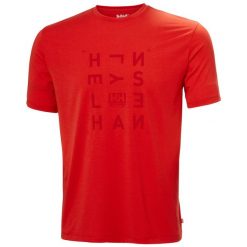 Koszulka Helly Hansen Skog graphic. Czerwone koszulki sportowe męskie Helly Hansen, bez wzorów, bez kołnierzyka, bez ramiączek, trekkingowe. Za 231.00 zł.