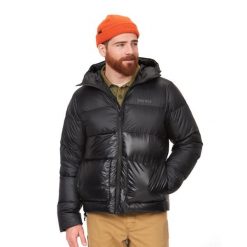 Kurtka puchowa męska Marmot Guides Down Hoody. Czarne kurtki męskie Marmot, l, bez wzorów, z puchu, sportowe, bez kaptura. Za 699.99 zł.