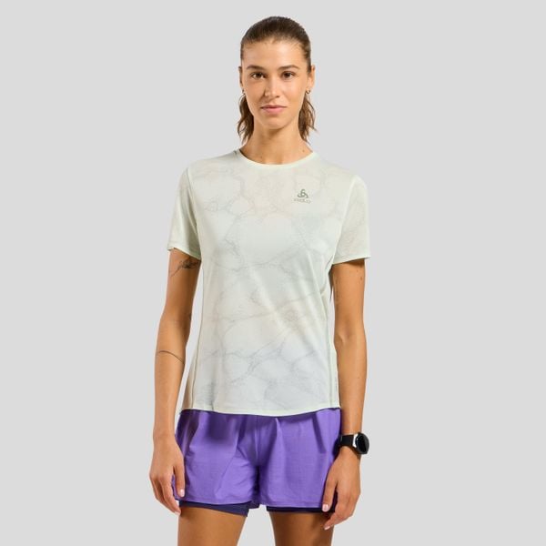Koszulka damska do biegania ODLO Zeroweight Engineered Chill-Tec. Zielone koszulki sportowe damskie Odlo, l, bez wzorów, z materiału, bez kołnierzyka. Za 228.15 zł.
