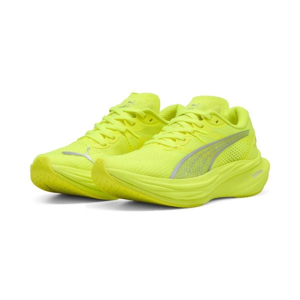 Damskie buty do biegania Deviate NITRO™ 3 PUMA Yellow Alert Silver Metallic. Szare obuwie sportowe damskie Puma, bez wzorów, do biegania. Za 500.99 zł.