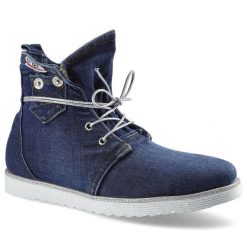 Jeansowe Botki Artiker Damskie Wygodne Obuwie. Niebieskie botki damskie Artiker, na wiosnę, z jeansu, klasyczne, bez obcasa, bez zapięcia. Za 189.00 zł.