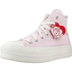 Buty CONVERSE CHUCK TAYLOR ALL STAR LIFT PLATFORM VALENTINE´S DAY Rose. Czerwone trampki i tenisówki damskie Converse, bez wzorów, z tkaniny, retro, bez zapięcia. Za 390.99 zł.