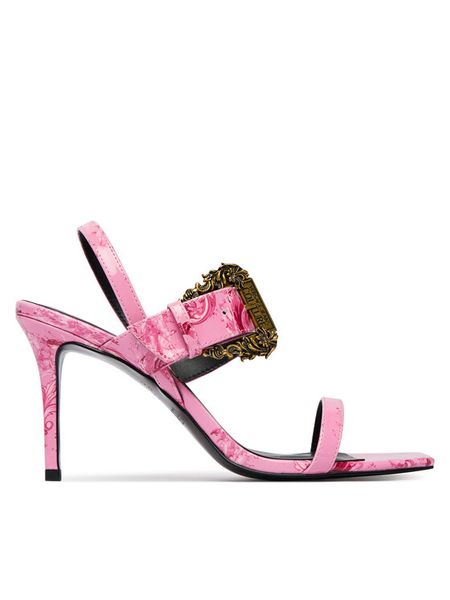 Versace Jeans Couture Sandały 80VA3S71 ZS366 Różowy. Czerwone sandały damskie Versace Jeans Couture, bez wzorów, z jeansu, bez obcasa, na szpilce, bez zapięcia. Za 751.99 zł.