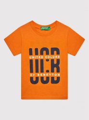 United Colors Of Benetton T-Shirt 3I1XG100G Pomarańczowy Regular Fit. Brązowe t-shirty dla chłopców United Colors Of Benetton, bez wzorów, z bawełny, bez ramiączek. Za 39.99 zł.