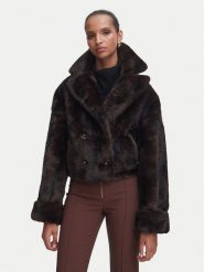 Rinascimento Futro CFC0127048003 Brązowy ciemny Regular Fit. Brązowe płaszcze damskie Rinascimento, m, bez wzorów, z futra, bez kaptura. Za 784.99 zł.