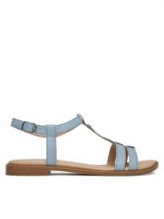 Lasocki Sandały EST-AFIONA-10 Niebieski. Niebieskie sandały damskie Lasocki, bez wzorów, ze skóry, bez obcasa, na płaskiej podeszwie, bez zapięcia. Za 99.99 zł.