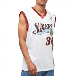 Koszulka do koszykówki męska Mitchell & Ness NBA Swingman Home Jersey 76ERS 00. Białe koszulki sportowe męskie Mitchell & Ness, m, bez wzorów, z jersey, bez kołnierzyka, bez ramiączek, do koszykówki. Za 559.00 zł.