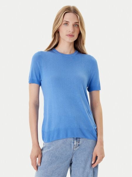 Calvin Klein Sweter LV044A307G Niebieski Regular Fit. Niebieskie swetry damskie Calvin Klein, xl, bez wzorów, z wiskozy, bez kołnierzyka, bez ramiączek, bez kaptura. Za 219.99 zł.