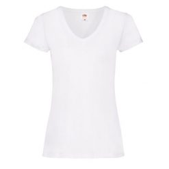 Koszulka Z Dekoltem W Szpic Dla Kobiet. Białe koszulki sportowe damskie Fruit of the Loom, l, bez wzorów, bez kołnierzyka, bez ramiączek, trekkingowe. Za 29.99 zł.