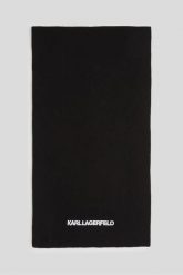 KARL LAGERFELD Czarny damski szalik z haftowanym logo. Czarne szaliki i chusty damskie KARL LAGERFELD, na zimę, bez wzorów, z wełny, klasyczne. W wyprzedaży za 429.99 zł.