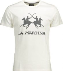 La Martina BIAŁY T-SHIRT MĘSKI Z KRÓTKIM RĘKAWEM LA MARTINA M. Białe t-shirty męskie La Martina, m, bez wzorów, bez kołnierzyka. Za 210.78 zł.
